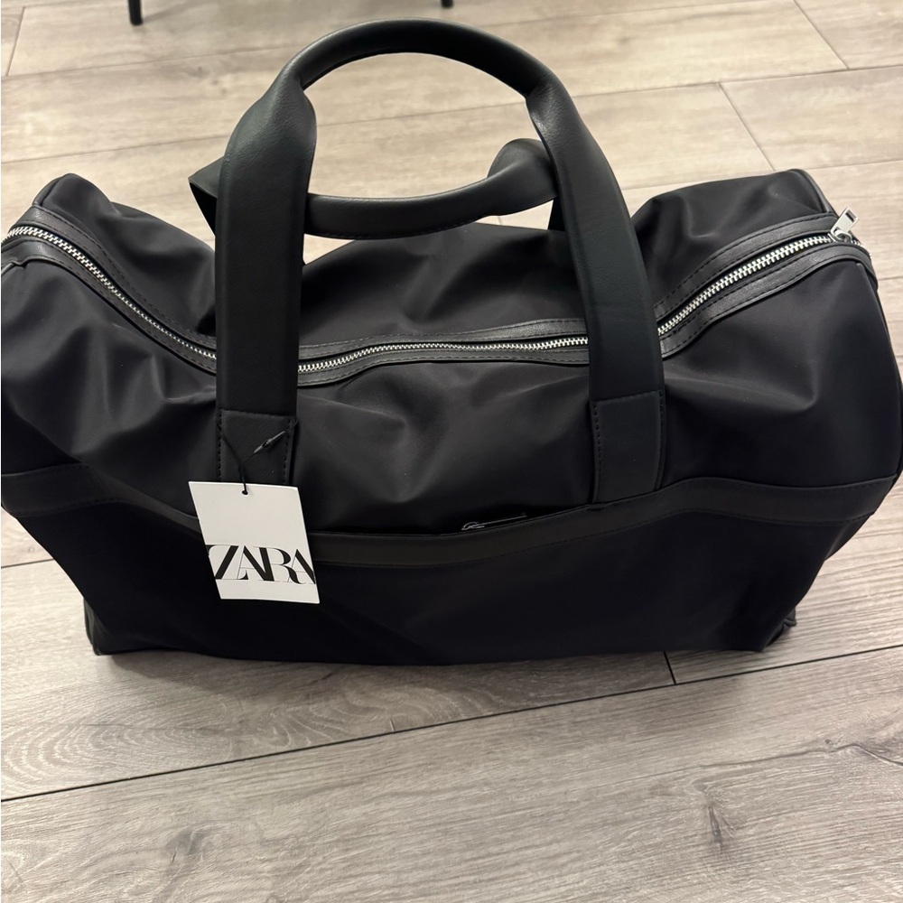 Zara Black Duffel Bag with Silver Accents - Picture 2 of 3